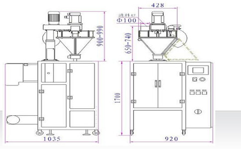 全自動粉末包裝機(jī)平面圖